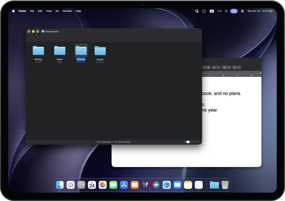 iPad에서 Mac Finder의 폴더를 여는 모습