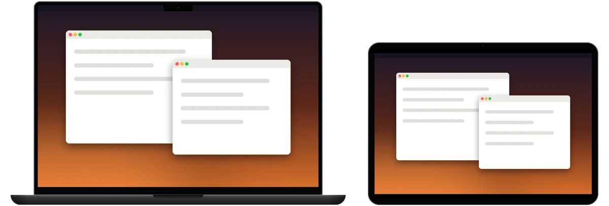An iPad mirroring a MacBook's screen